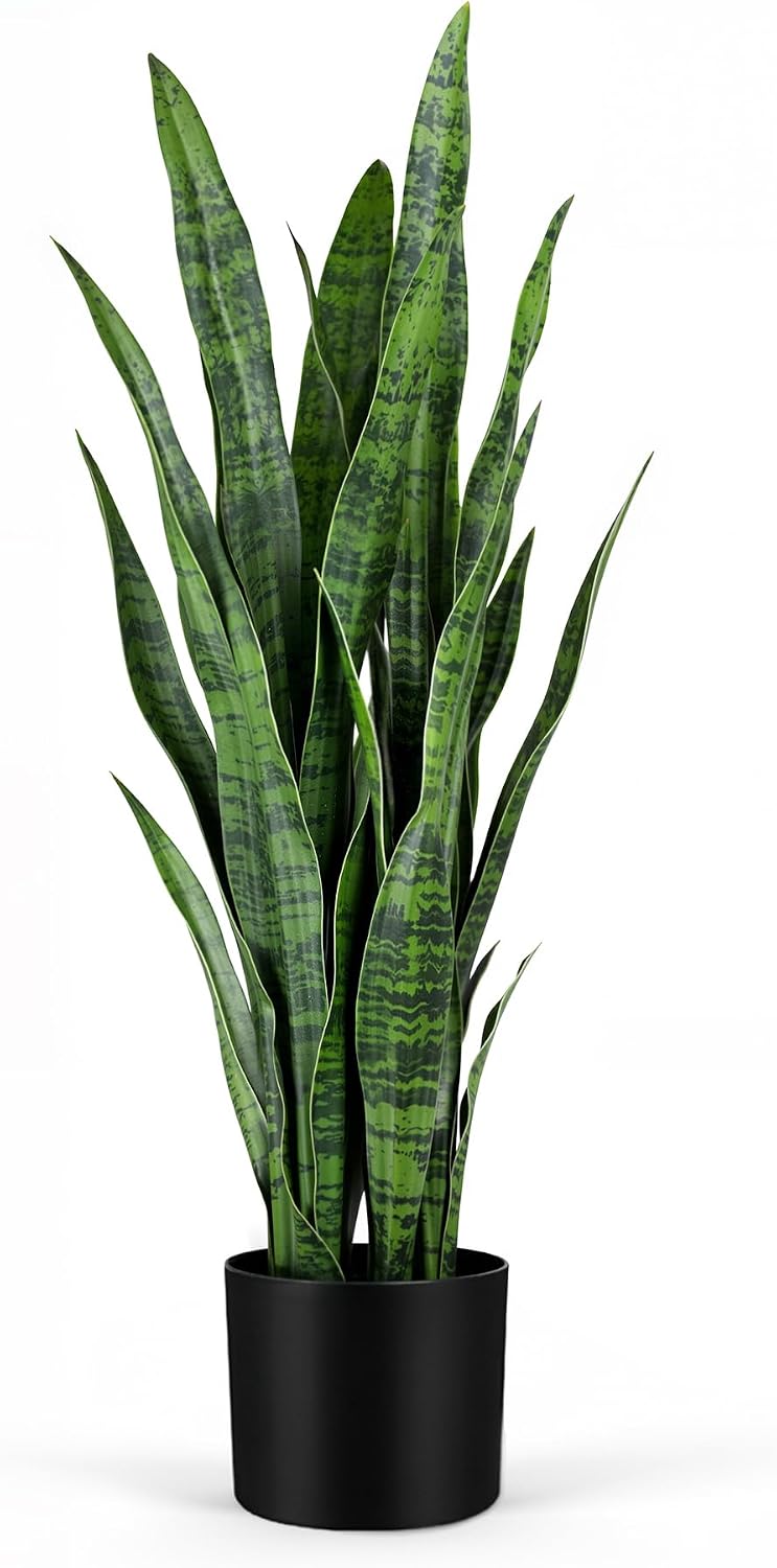 Snake Plant - Sztuczna roślina sansewieria, 35 cali, zielona,